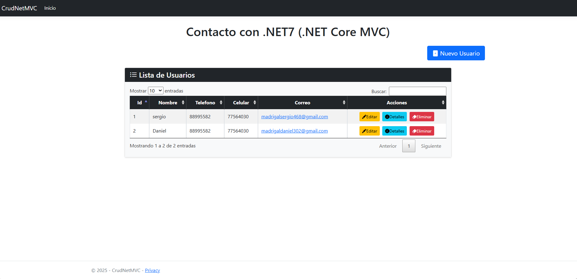 CRUD .NET